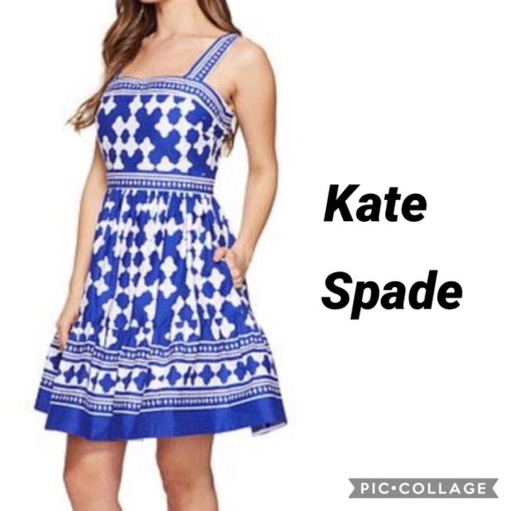 Kate Spade Blue lantern Poplin flounce Dress Sz 4